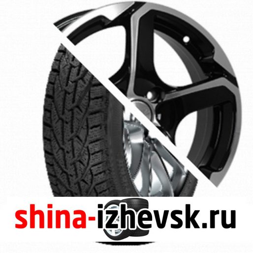 Колесо в сборе Tigar Winter 185/60 R15 T 88 + СКАД Аллигатор 6xR15 5×100 ET38 DIA57.1 Черный глянцевый с полированной лицевой поверхностью в Ижевске